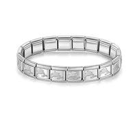 Mon & Sons Bracciale in acciaio inox italiano, 9 mm, compatibile con perline modulari