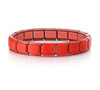Mon & Sons Bracciale in acciaio inox italiano, 9 mm, compatibile con perline modulari, colore: rosso opaco