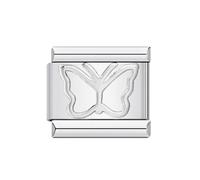 Mon & Sons Braccialetto in acciaio inox con ciondolo a forma di farfalla e insetto, 9 mm, compatibile con maglie modulari da 9 mm