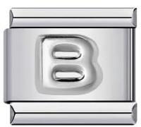 Mon & Sons Charm con lettera B e nome dell'alfabeto, in argento, 9 mm, compatibile con braccialetti da 9 mm