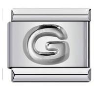 Mon & Sons Charm con lettera G e nome dell'alfabeto in argento, 9 mm, compatibile con braccialetti con charm da 9 mm
