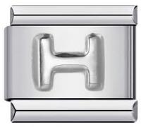 Mon & Sons Charm con lettera H e nome dell'alfabeto, in argento, 9 mm, compatibile con braccialetti da 9 mm