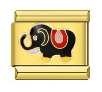 Mon & Sons Ciondolo a forma di elefante indiano, in acciaio inox, compatibile con braccialetti da 9 mm