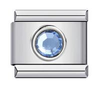 Mon & Sons Data rotonda mese nascita anno compleanno pietra portafortuna mamma figlia cristallo argento gemma italiana 9 mm maglia bracciale charm compatibile con 9 mm, 9mm, Metallo, Nessuna pietra