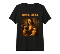 Mona Lifta Muscle Mona Lisa Lifting Weights Bodybuilding Gym Maglietta Premium