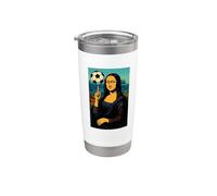 MONA LISA AMA IL CALCIO PALLA SUL DITO COMIC Bicchiere termico in acciaio inox doppia parete
