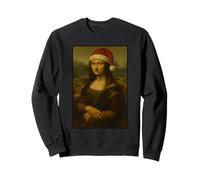 Mona Lisa Cappello di Babbo Natale Divertente Parodia Artistica Vintage Felpa