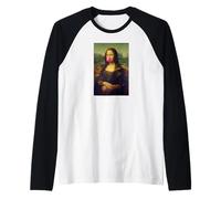 Mona Lisa Che soffia Rosa Bubble Gum Divertente Art Meme Maglia con Maniche Raglan