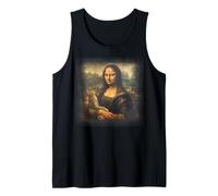 Mona Lisa con Gatto Caccia Laser Leonardo da Vinci Pittura Canotta