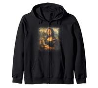 Mona Lisa con Gatto Caccia Laser Leonardo da Vinci Pittura Felpa con Cappuccio