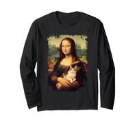 Mona Lisa con in mano una camicia da gatto Mona Lisa Kitty Cat Lover Maglia a Manica