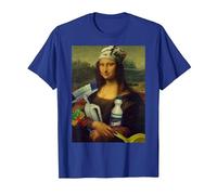Mona Lisa delle Pulizie Pulire Leonardo da Vinci Meme Regalo Maglietta, Uomo, Blu Reale, S