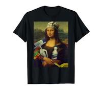 Mona Lisa delle Pulizie Pulire Leonardo da Vinci Meme Regalo Maglietta, Uomo, Nero, L