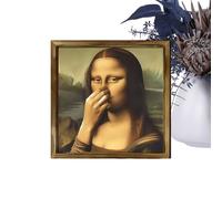 Mona Lisa Funny Canvas - Funny Bathroom Wall Art, Framed Retro Indoor Poster | Humorous Mona Lisa Pinching Nose Art for Bathroom | Perfect Wall Decor for Hotel, Apartment, Bedroom, Dormitory, Entryway