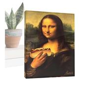 Mona Lisa - Poster in legno, 30 x 40 cm, umoristico, vintage, ispirata | Decorazione Whimsical Funny Bathroom Wall Art, Comic Wall Art per case, dormitorie, ristoranti, hotel, feste
