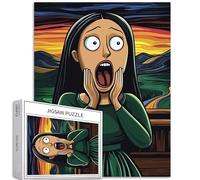 Mona Lisa Scream - Puzzle da 1000 pezzi per adulti Purgatorio sfondo artistico puzzle colorato fai da te per la decorazione della casa regali puzzle famiglia perfetto per serate di gioco, 50 x 70 cm