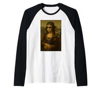 Mona Lisa Street Style Rap Art Boombox occhiali da sole catena Maglia con Maniche Raglan
