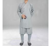 Monaci buddisti Costume Shaolin Temple Abbigliamento Robe Zen Clothes Buddismo Meditazione Lohan Clothes (Color : Grey, Size : 3XL)