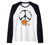 Monaci Che camminano in Pace Arte Minimalista Zen Maglia con Maniche Raglan