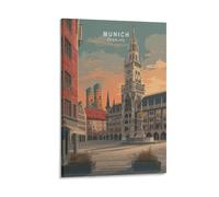 Monaco di Baviera, stampa artistica da parete in stile minimalista con stampa artistica su tela, per soggiorno, camera da letto, bagno, ufficio, decorazione per la casa, 40 x 60 cm