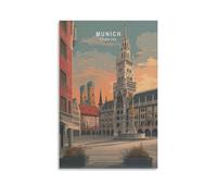 Monaco di Baviera, stampa artistica da parete in stile minimalista con stampa su tela, per soggiorno, camera da letto, bagno, ufficio, decorazione per la casa, 50 x 75 cm