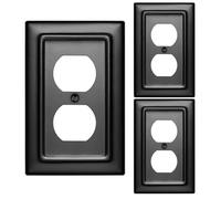 Monarch Abode Placca da parete duplex a 1 modulo, coperture decorative architettoniche in metallo, per prese elettriche, nero opaco, confezione da 3