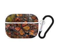 Monarch Butterflies AirPods Pro Custodia con anello portachiavi in policarbonato custodia protettiva rigida per AirPods Pro di seconda generazione, per donne e uomini, facile da aprire, protezione
