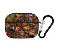 Monarch Butterflies AirPods Pro Custodia protettiva con anello portachiavi in PC custodia protettiva rigida per AirPods Pro 2a generazione, per donne e uomini, facile da aprire, protezione completa