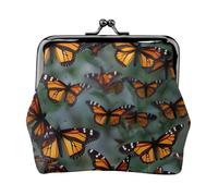 Monarch Butterflies Print - Portamonete da donna con chiusura a bacio, mini portafoglio per carte e rossetto, borsa compatta morbida