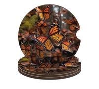 Monarch Butterflies - Sottobicchieri per auto, 6,6 cm, 4 pezzi, antiscivolo, universali, portabicchieri per auto, set di accessori per interni dell'auto, unisex