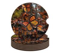 Monarch Butterflies - Sottobicchieri per auto, 6,6 cm, antiscivolo, universali, con portabicchieri, set di accessori per interni dell'auto, unisex
