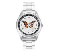 Monarch Butterfly Daisy Flowers Orologio da polso al quarzo personalizzato in acciaio inossidabile con numeri arabi per uomo donna
