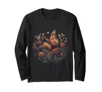Monarch Farfalla Dark Wildflower Flower Vintage Maglia a Manica