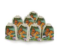 Monarch Farfalle Borse con coulisse Borse Durevole Portatile Cotone Lino Panno Sacchetto Riutilizzabile Piccole Borse di Stoccaggio Per Avvolgere Regalo Piccoli Gioielli Pietre Braccialetto Cuffie