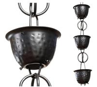 Monarch Rain Chains 18106 Calotta Martellata in Alluminio, Lunghezza 2,5 m, pluviale di Ricambio per grondaie, Catena Antipioggia, 2,5 m, Nero