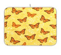 Monarch Tappetino scolapiatti con stampa a farfalla per bancone della cucina, 40,6 x 45,7 cm, assorbente, scolapiatti in legno floreale