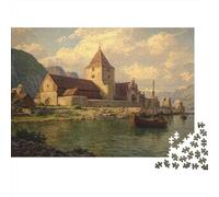 Monastero medievale nordico nel porto di Fjord 1000pcs (75x50cm) - Puzzle Per Adulti Giocattolo Fai-da-te