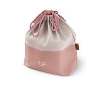 monbento - Borsa Porta Pranzo MB Pochette L Natural - Lunch Bag Compatibile con Lunch Box MB Square + una Bottiglia - Tessuti Riciclati Poliestere e Cotone - Per Ufficio/Scuola - Beige e Rosa
