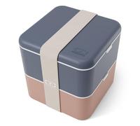 monbento - Grande Portapranzo Square blu/rosa Made in France - 2 Contenitori Pranzo Ermetici, Compatibili con Microonde e Lavastoviglie - Lunch Box Ideale per Ufficio/Picnic/Meal Prep - Senza BPA