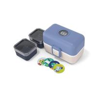 monbento - Lunch Box Bambini Tresor blu/cream - Portapranzo e Portamerenda per Bambini 3 Scomparti - Ideale per Scuola/Picnic - Porta Pranzo Bambini senza BPA - Personalizzabile - Blu & Beige