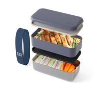 monbento - Lunch Box Sense Original blu Natural - Portapranzo 1,2L 2 Scomparti Metallo/Plastica - Contenitore Acciaio Inox per Microonde e Forno - Senza BPA & Ermetico - Ideale per Meal Prep/Ufficio