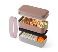 monbento - Lunch Box Sense Original rosa Moka - Portapranzo 1,2L 2 Scomparti Metallo/Plastica - Contenitore Acciaio Inox per Microonde e Forno - Senza BPA & Ermetico - Ideale per Meal Prep/Ufficio