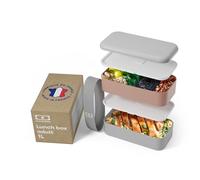 monbento - Porta Pranzo MB Original Rosa/Grigio Made in France - Lunch Box Microonde con 2 Scomparti Ermetici - Porta Pranzo da Ufficio/Picnic/Meal Prep - Senza BPA - Uso Alimentare - Rosa e Grigio