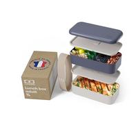 MONBENTO - Porta Pranzo Original - Lunch Box Microonde Adulti - Contenitore Ermetico 2 Livelli - Ideale per Ufficio/Meal Prep - Schiscetta Senza BPA - Lavabile in Lavastoviglie - Blu Natural