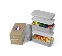 monbento - Porta Pranzo Original - Lunch Box Microonde Adulti - Contenitore Ermetico 2 Livelli - Ideale per Ufficio/Meal Prep - Schiscetta Senza BPA - Lavabile in Lavastoviglie - Grigio Coton