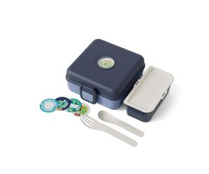 monbento - Porta Sandwich Bambini Snacky blu Infinity - Portapranzo per Panino Integrale - Posate Incluse - Porta Merenda Personalizzabile - Ideale per Scuola/Picnic - Senza BPA