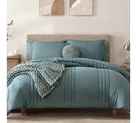 Monbix Set copripiumino per letto queen size, 7 pezzi, design in tinta unita, soffice, per tutte le stagioni, leggero, caldo e traspirante (verde scuro, matrimoniale, 228,6 x 228,6 cm)