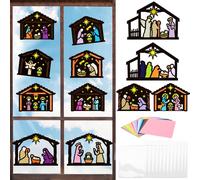 MONCAP 12pz Hanukkah Craft Kids Set Adesivi per Finestre Gyros Fai Da Te Candele per Bambini Lavoretti Natalizi per Bambini per Creativi per Bambini Decorativa Chanukah Finestre Addobbi