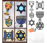 MONCAP 12pz Hanukkah Craft Kids Set Adesivi per Finestre Gyros Fai Da Te Candele per Bambini Lavoretti Natalizi per Bambini per Creativi per Bambini Decorativa Chanukah Finestre Addobbi