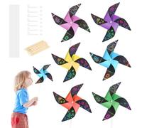 MONCAP 24pz Scratch Art Bambini Set Girandola a Vento per Bambini Carta Arcobaleno da Grattare Mulino a Vento Fai Da Te Scratch Art Paper per Bambini per DIY Idea Regalo Artistici Giardini Decorazioni